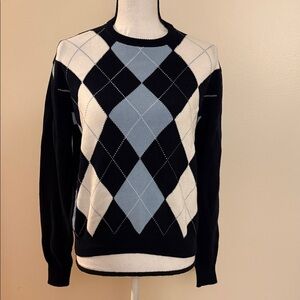 Brandy Melville Diamond Pattern Sweater - Navy, Light Blue, White